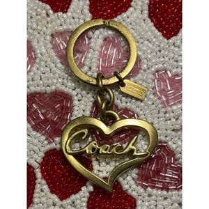 Coach Script Heart Keychain Charm!
